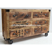 wooden vintage industrial sideboard